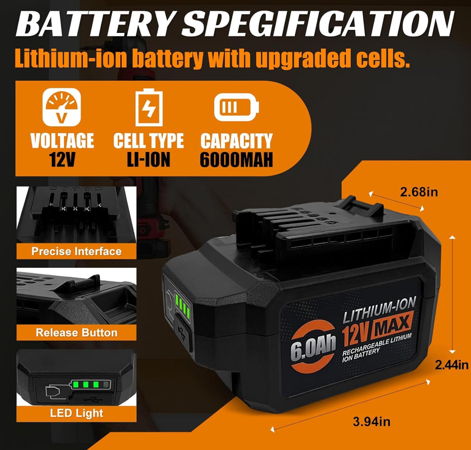 (MSRP $49.99) PWRCORE 12V 6.0Ah Lithium-Ion Battery – fits SKIL tools
