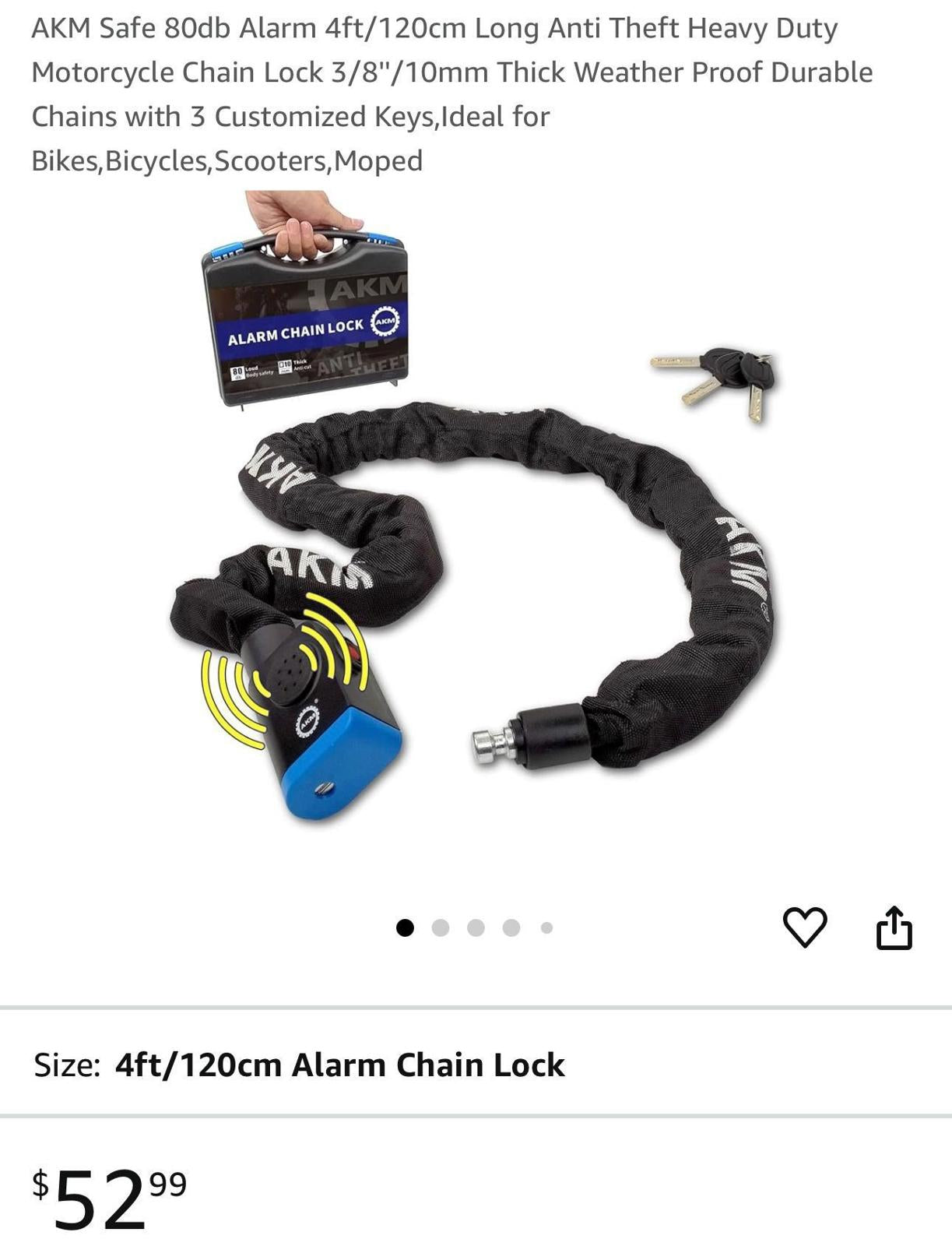 (New) AKM Heavy Duty Alarm Chain Lock - 4ft/120cm