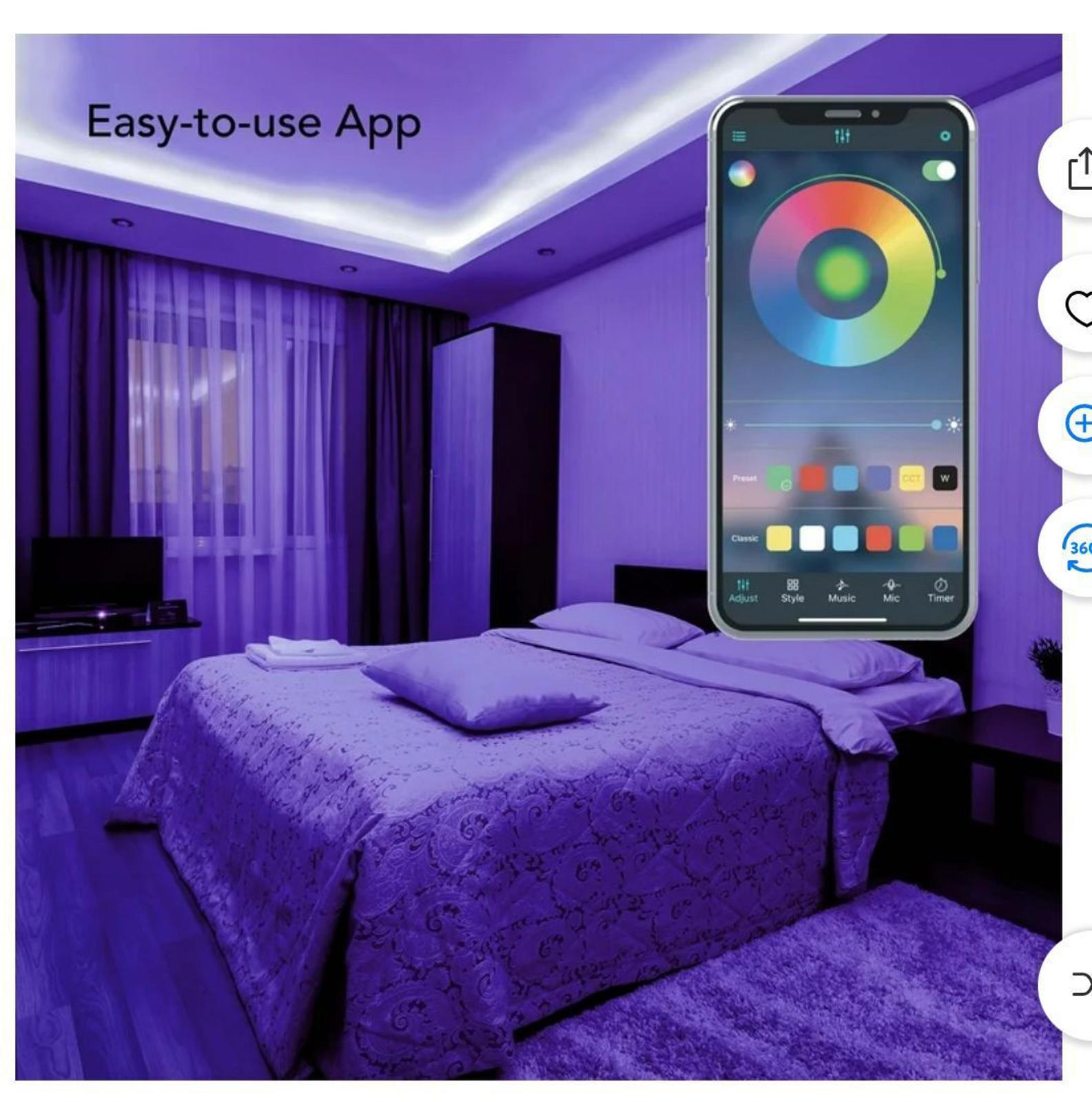 (NEW) Eubie Colorstrip LED Lights, 10 ft USB-Powered and Remote