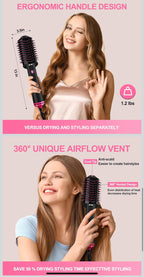 (MSRP $49.99) 4-in-1 Hair Dryer Brush & Styler – Volumizing Oval Barrel, Red
