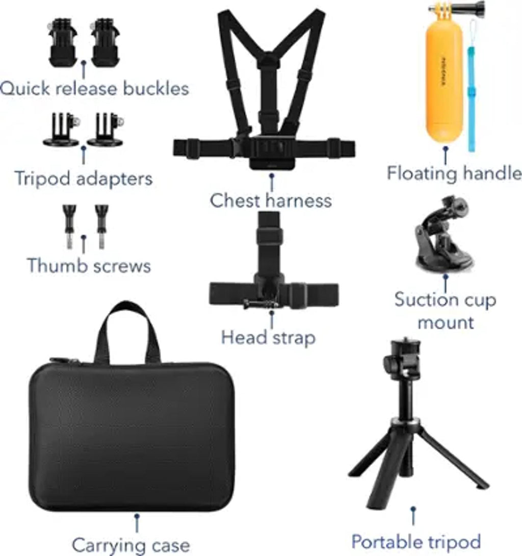 (MSRP $39.99) Insignia 12-Piece GoPro Accessory Kit –Mounts & Straps for Cameras