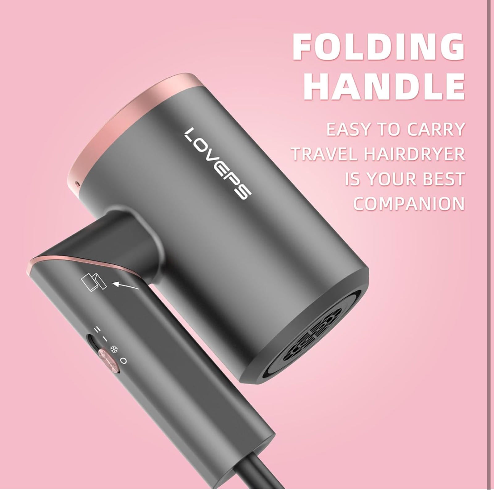 (MSRP $59.99) 1800W Ionic Hair Dryer with Diffuser & Foldable Handle