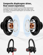 (MSRP $29.99) Otium U8 Bluetooth Earbuds – IPX7 Waterproof, Ear Hooks, 10 H Play