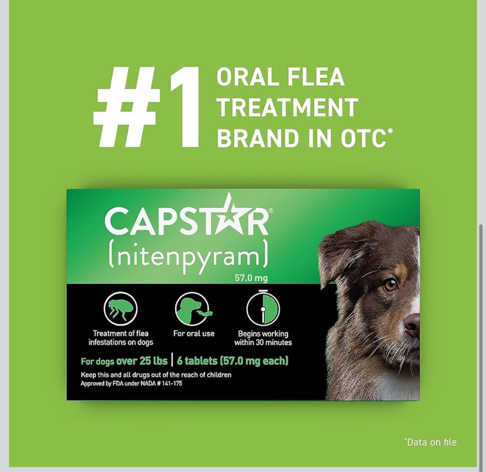 (MSRP $39.97) Capstar Oral Flea Treatment for Dogs Over 25 lbs – 6 Doses