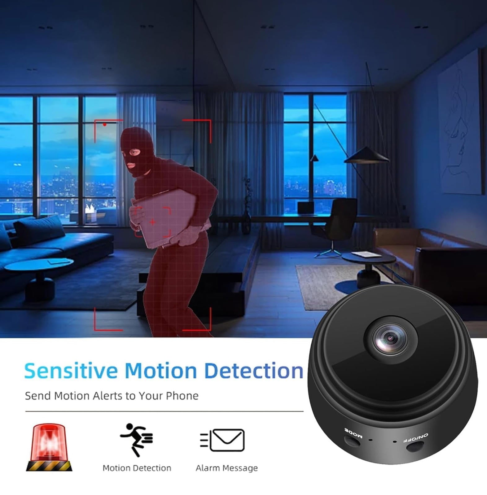 (MSRP $29.99) Mini Wi‑Fi Camera – 1080P Nanny Cam, App Control, Day/Night Vision