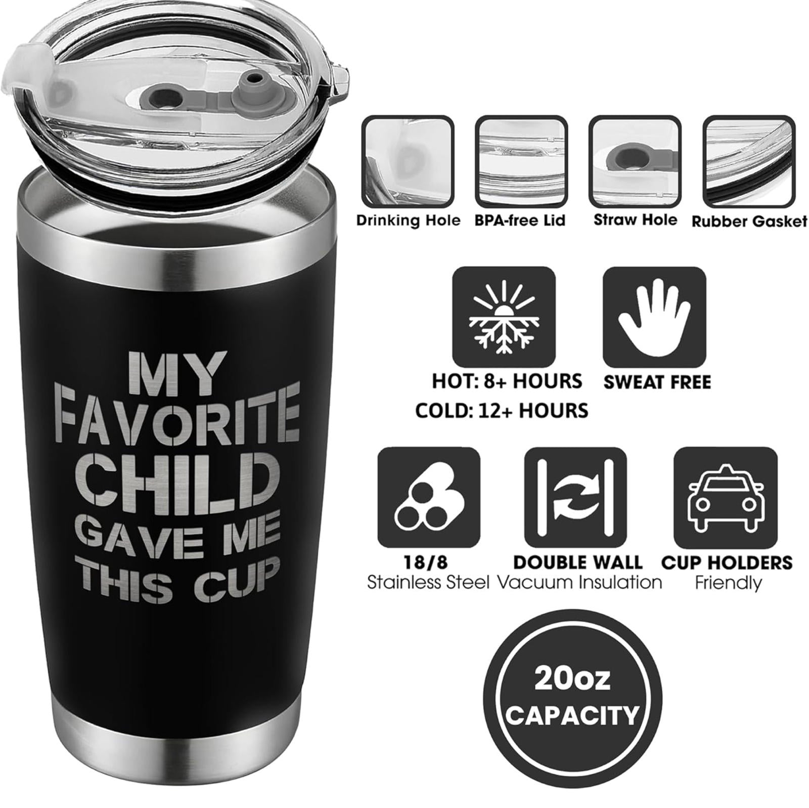 (MSRP $23.99) 20 oz Vacuum Tumbler – Insulated, Leak‑Proof, Dad Gift-Ready