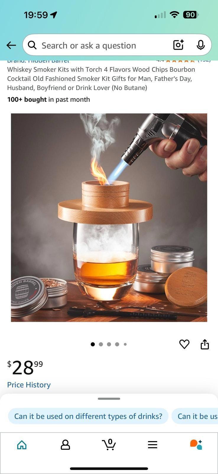 (MSRP $29.99) Cocktail Smoker Kit – Torch 4 Wood Chip Flavors for Cocktails