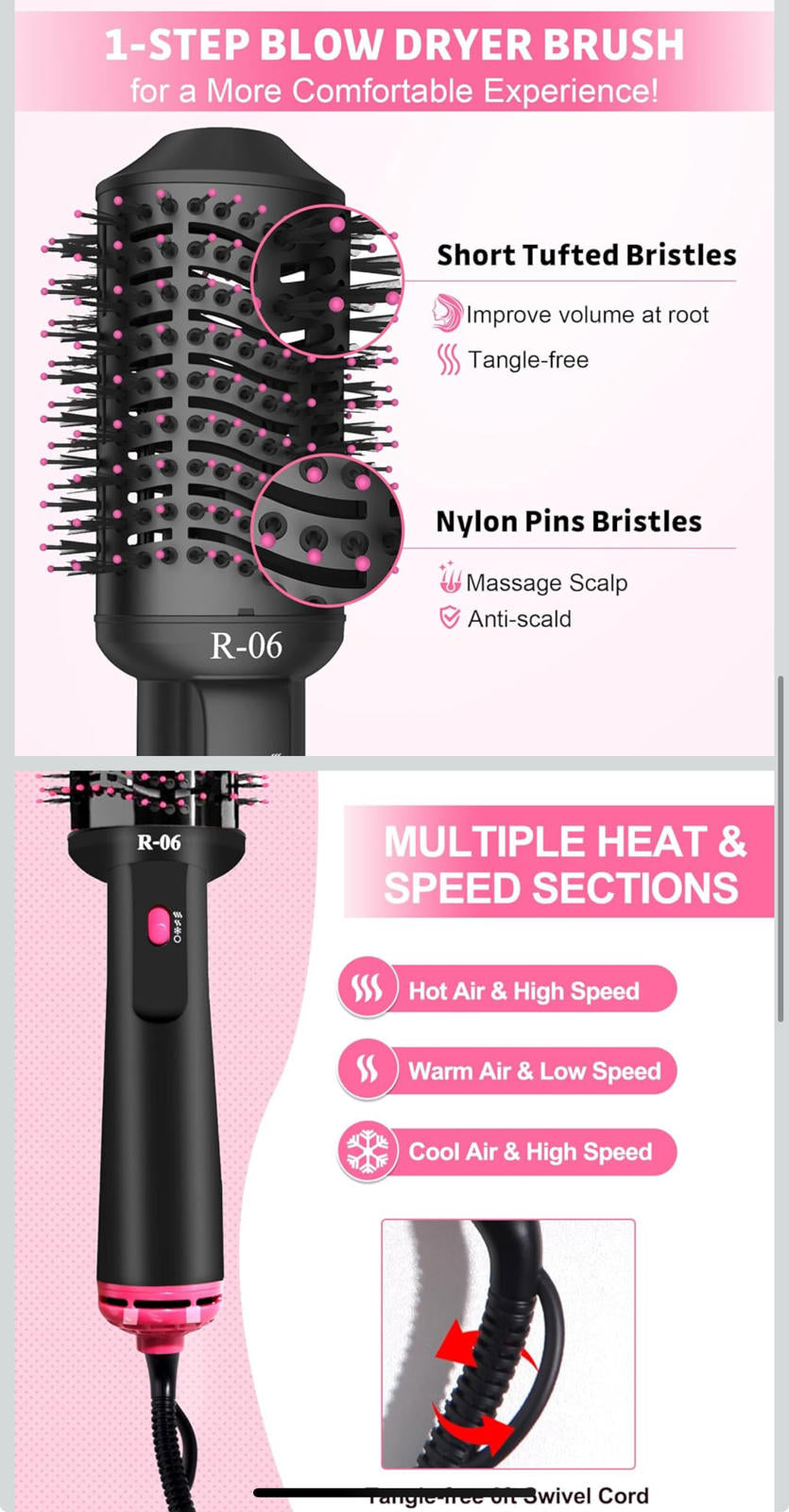 (MSRP $49.99) 4-in-1 Hair Dryer Brush & Styler – Volumizing Oval Barrel, Red