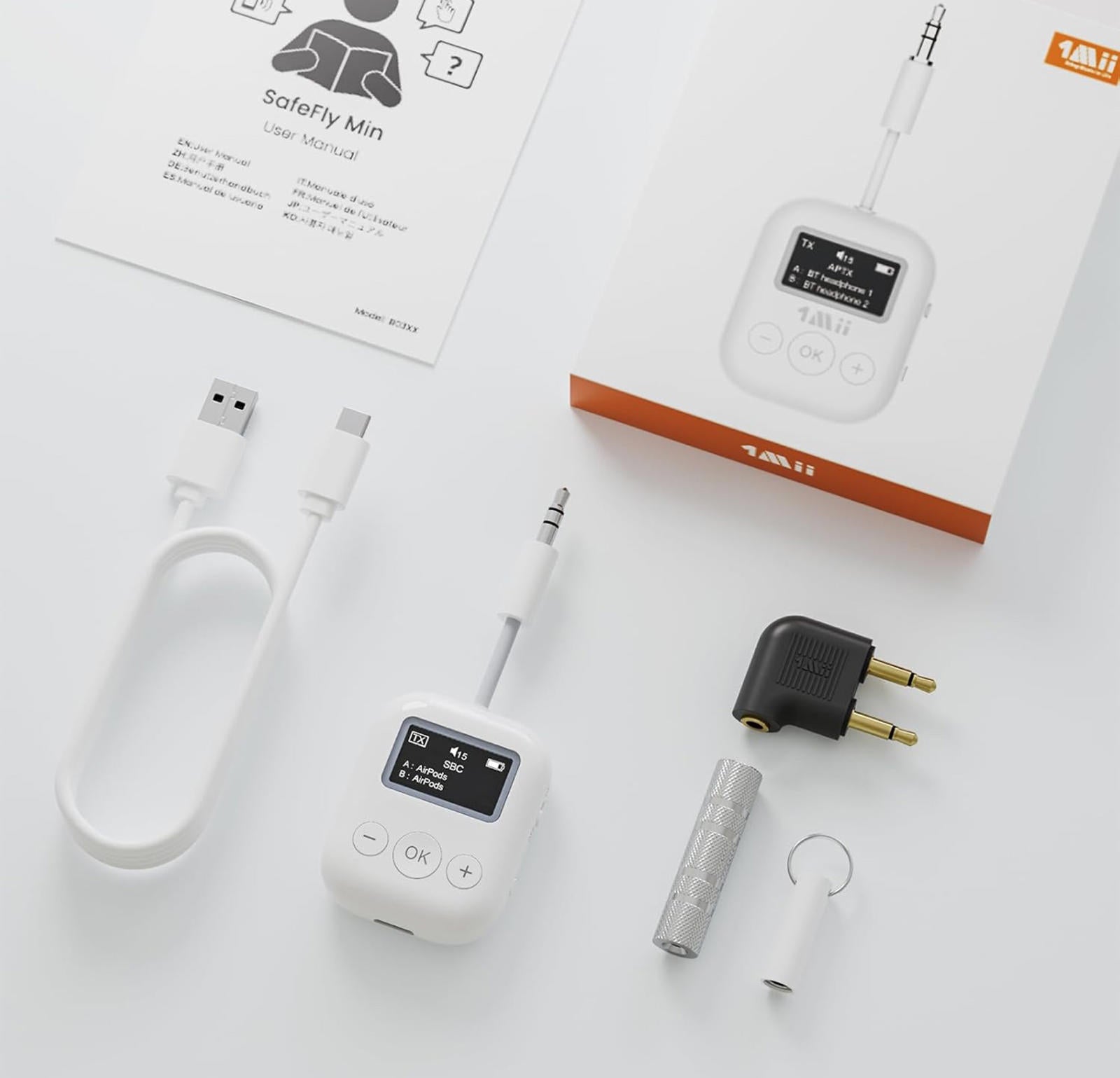 (NEW MSRP $44.99) 1Mii SafeFly Mini BT5.3 Transmitter– Low Latency, 25hr Battery