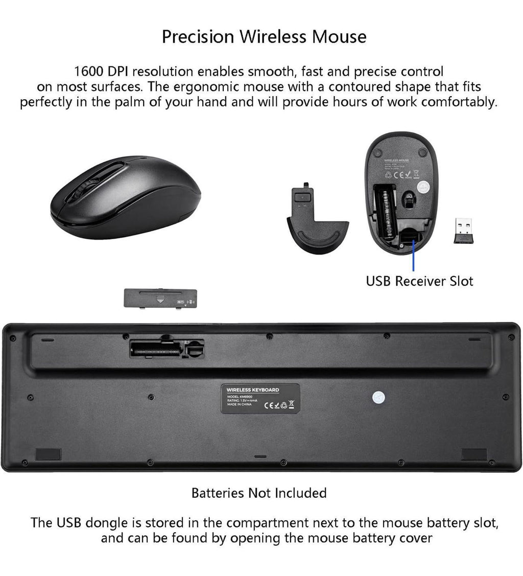 (NEW MSRP $21.99) Wireless Silent Cordless Keyboard Mouse Combo