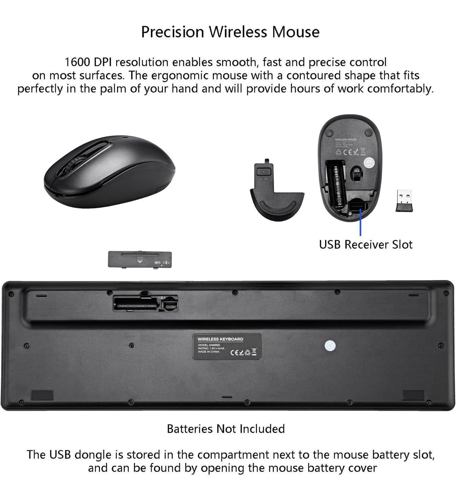(NEW MSRP $21.99) Wireless Silent Cordless Keyboard Mouse Combo
