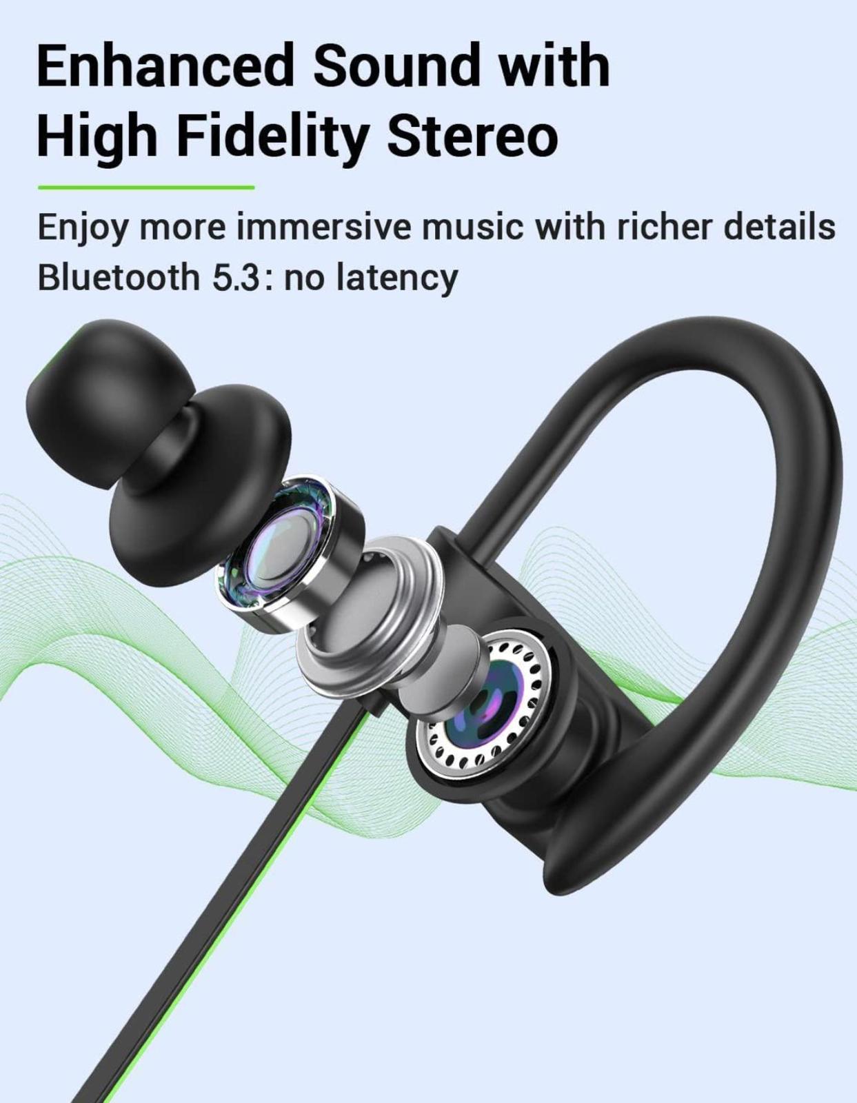 (NEW MSRP $29.99) Stiive Bluetooth Sports Earbuds: IPX7 Waterproof, 16H Playtime