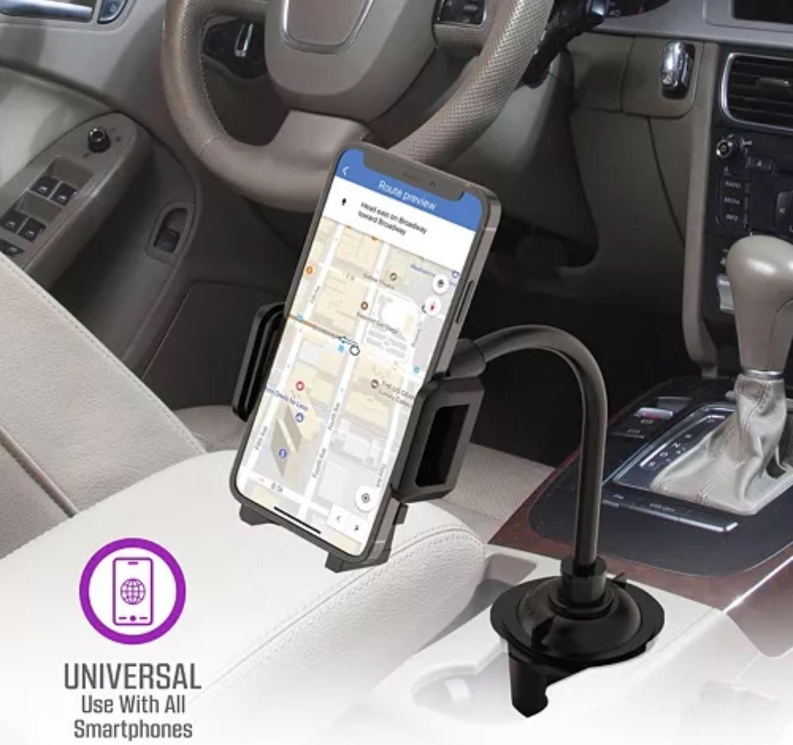 (NEW, $25 MSRP) FlexiView Car Cup Holder Phone Mount, Gooseneck Phone Holder