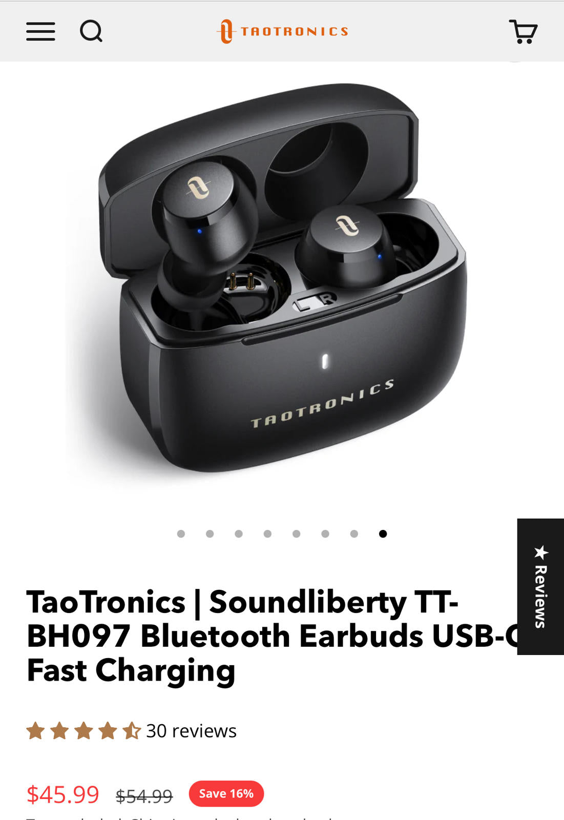 (MSRP $54.99) TaoTronics SoundLiberty 97 Earbuds –9 H Battery, IPX8, aptX, Touch