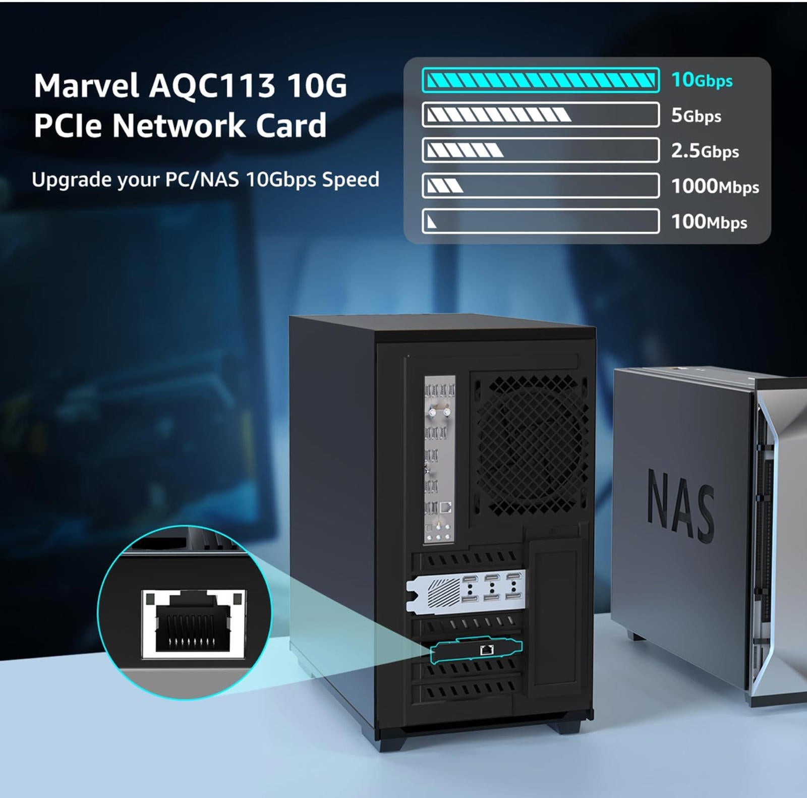 MSRP$89.99 NICGIGA 10G PCIe Network Card – Marvell AQC113, RJ45 Ethernet Adapter