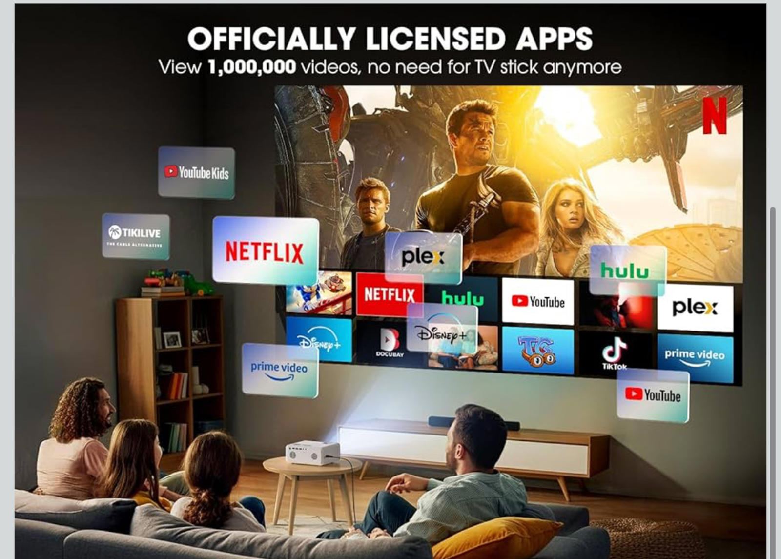 (NEW MSRP $149.99) VIZONY DP04 Pro 1080p Smart Projector w/ WiFi, Netflix & BT