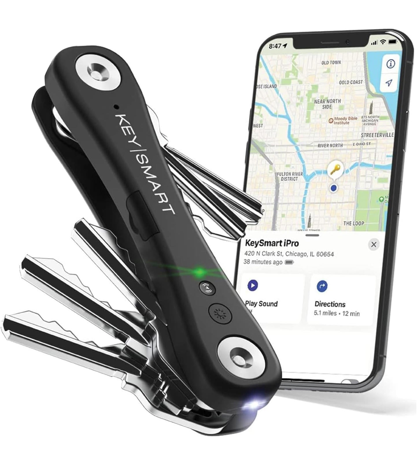 (MSRP $39.99) KeySmart iPro Smart Key Organizer with Apple Find My & LED Light