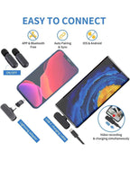 (NEW MSRP $29.95) 2-Pack Wireless Lavalier Mics w/Charging Case-iPhone & Android
