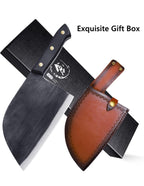 (MSRP $39.99) Serbian Chef Knife – Forged Cleaver with BLACK Leather Sheath