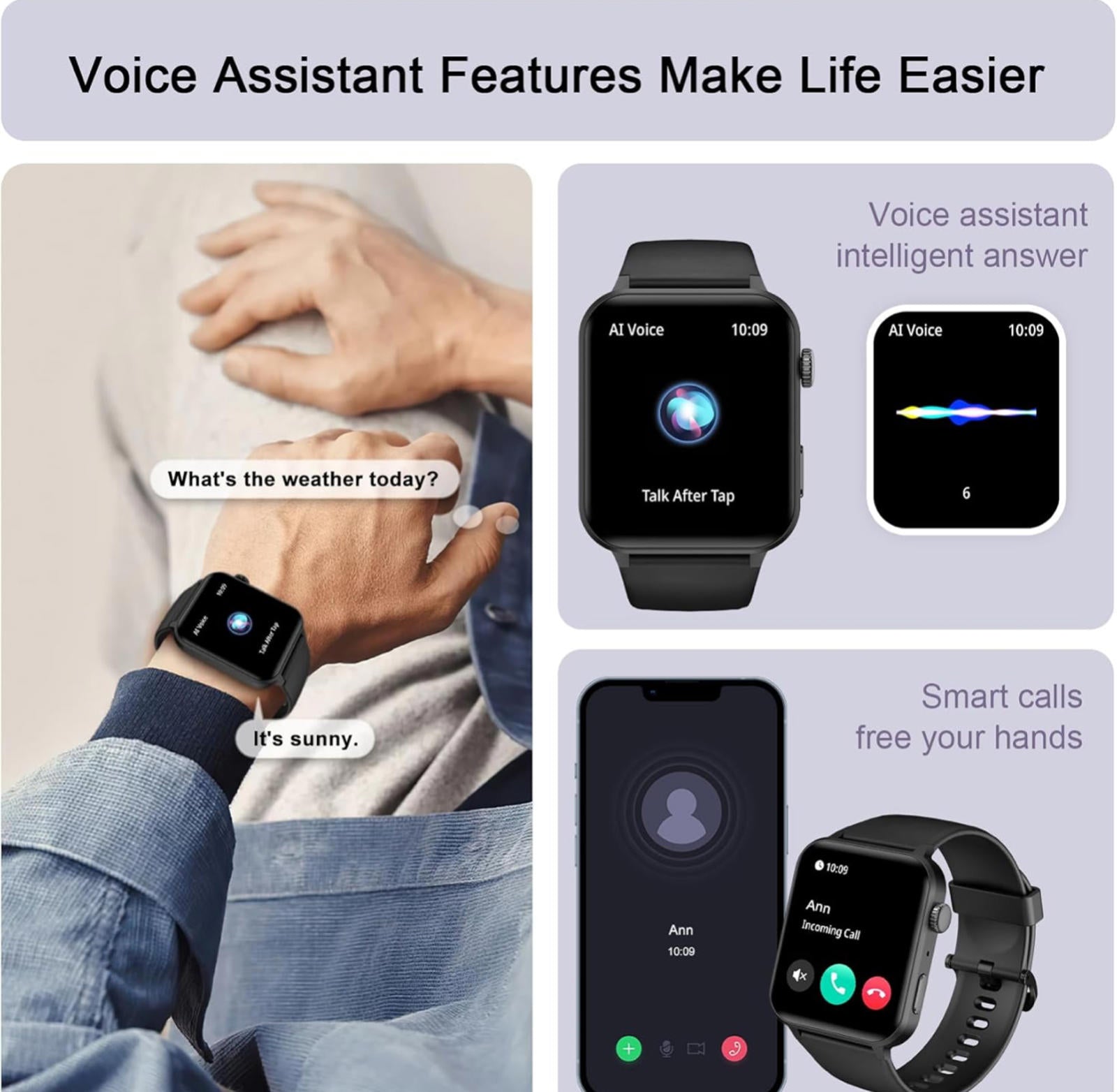 (MSRP $59.99) Smart Watch with Fitness Tracker – 1.85” Touchscreen, Waterproof
