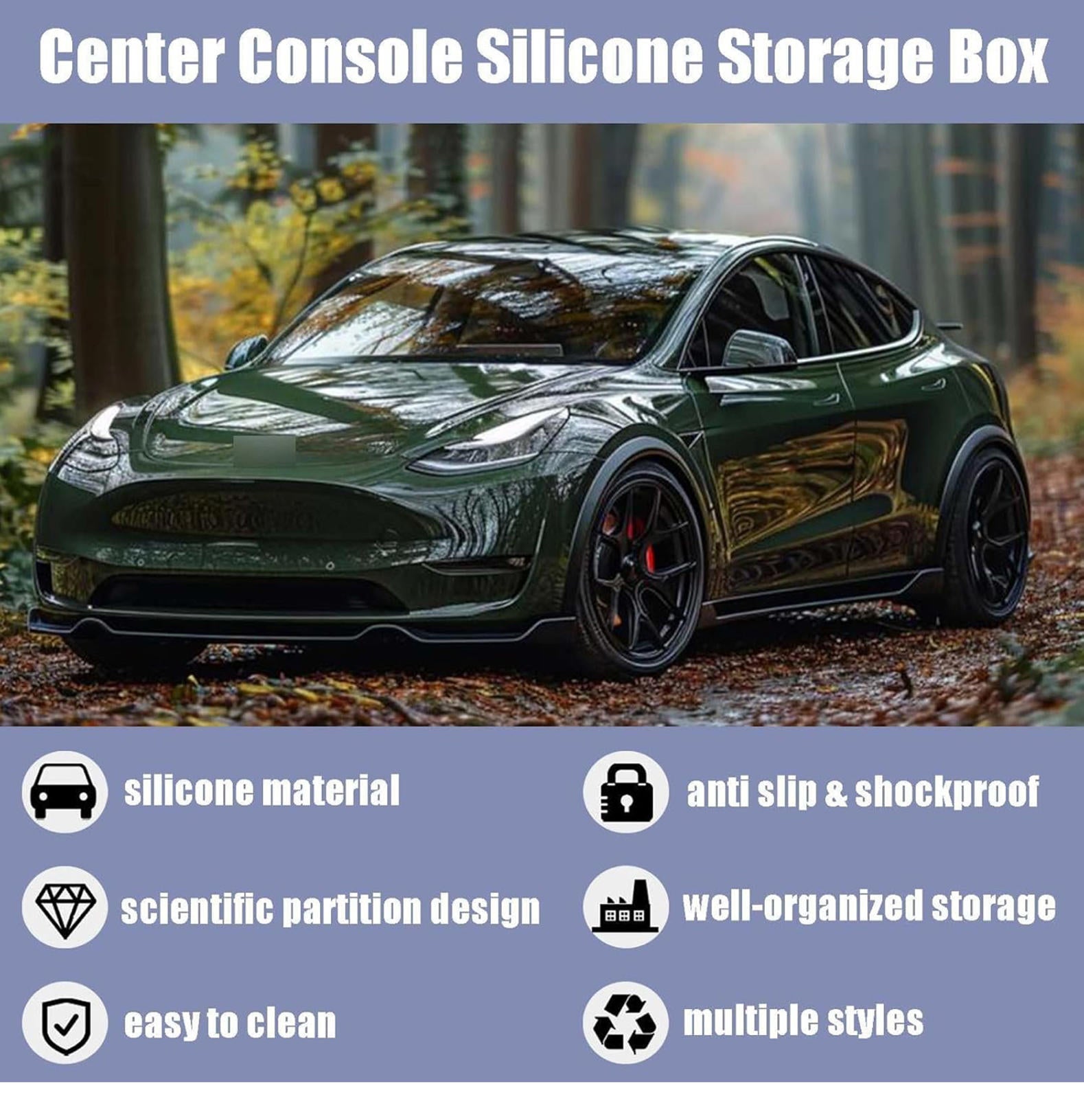 (MSRP $24.99) Silicone Center Console Storage Tray – Fits Tesla Model 3/Y