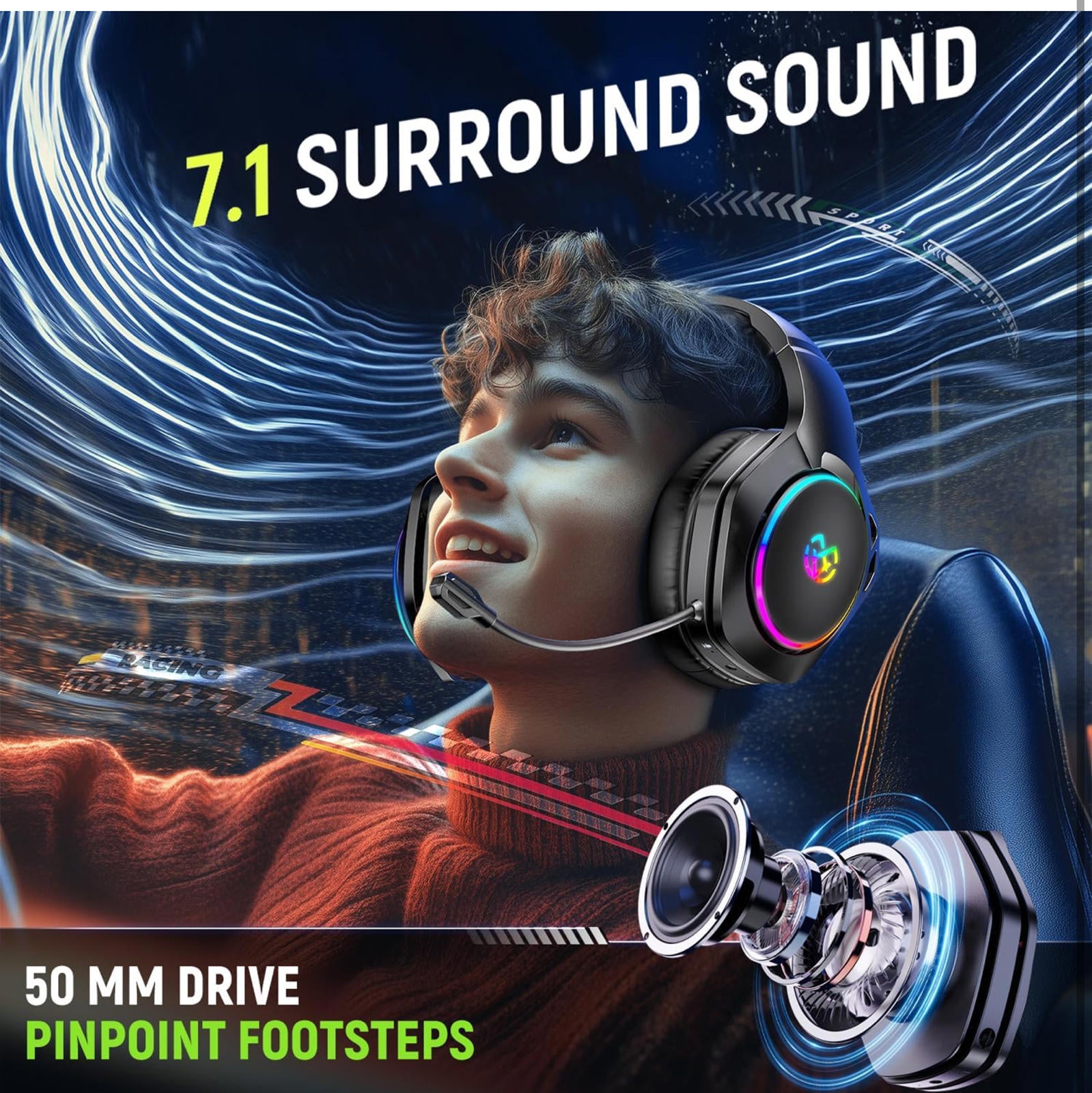 (MSRP $49.99) Tatybo WT01 Wireless Gaming Headset – 7.1 Surround, Dual Wireless