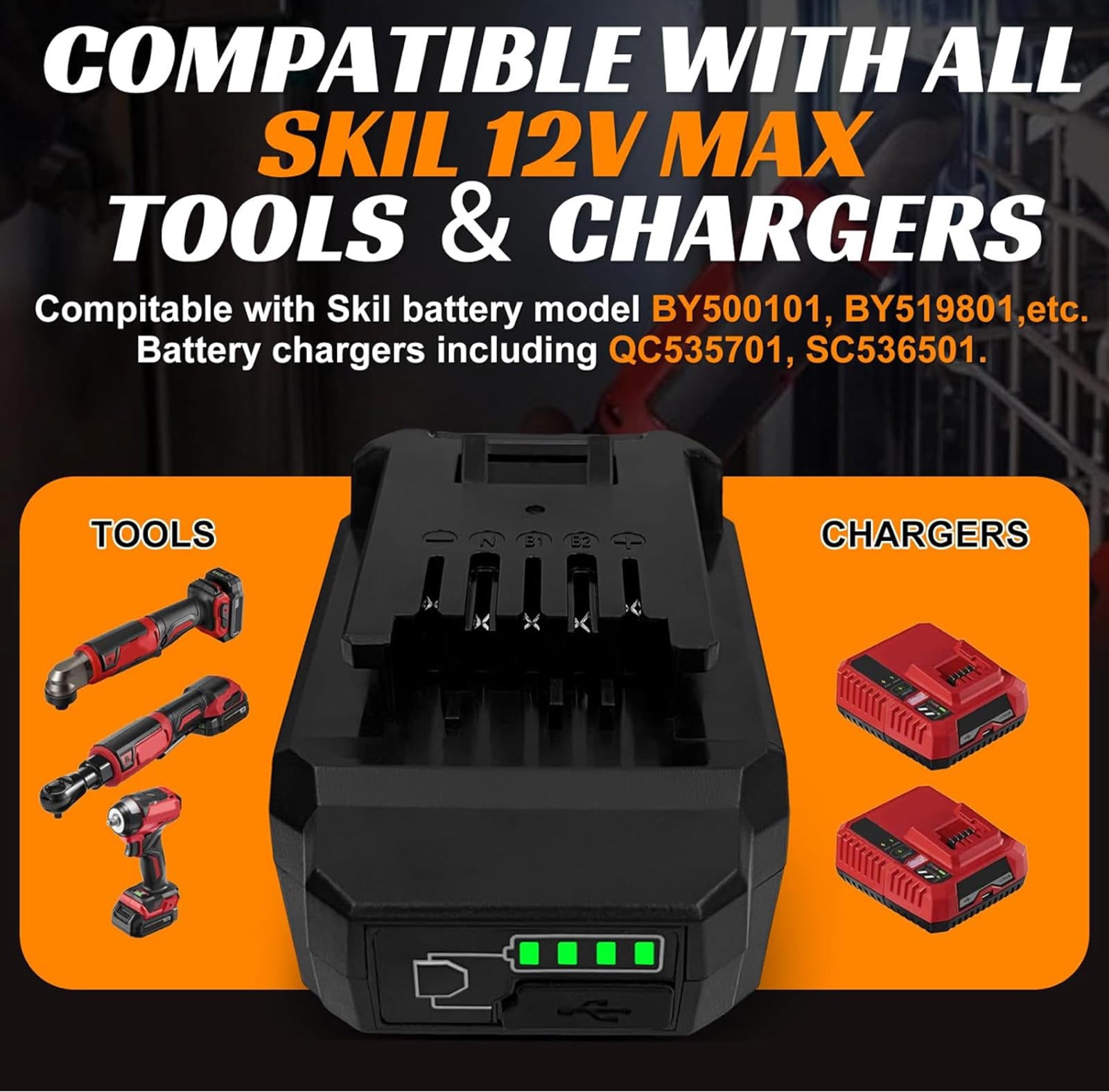 (MSRP $49.99) PWRCORE 12V 6.0Ah Lithium-Ion Battery – fits SKIL tools