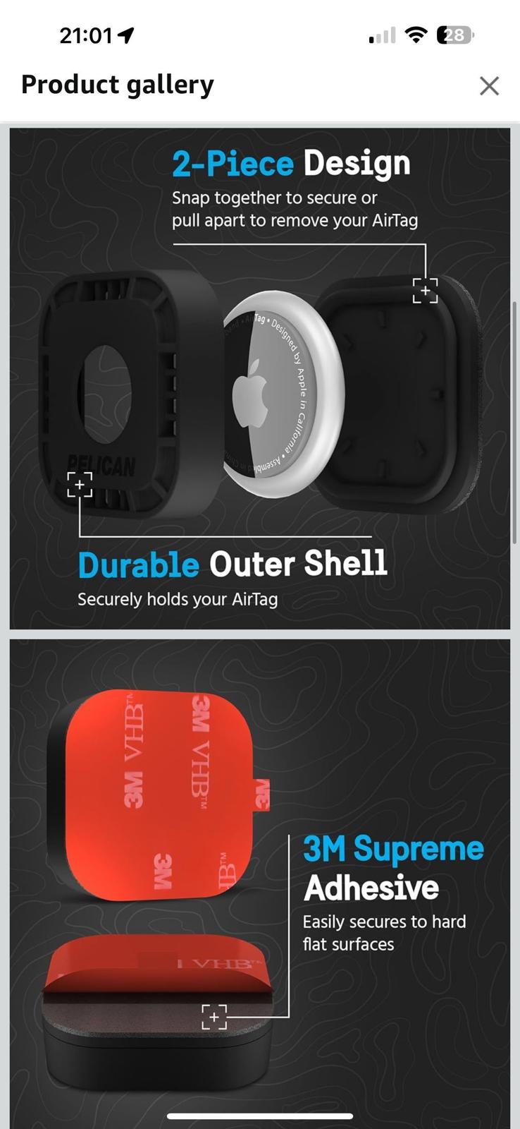 (NEW MSRP $24.95) Pelican 4‑Pack AirTag Holder – Rugged Case + 3M VHB Adhesive