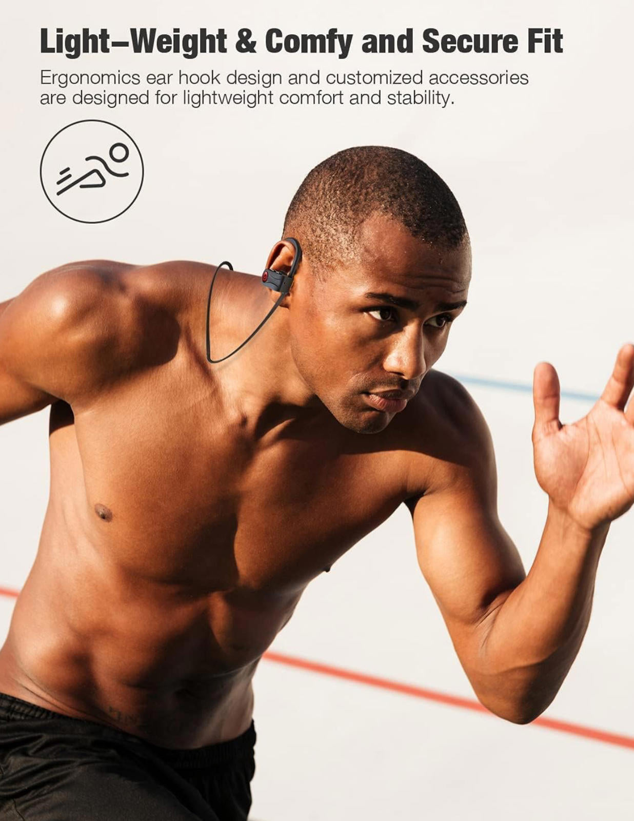 (MSRP $29.99) U18 Bluetooth Sports Earbuds – IPX7, Ear Hooks, 16 H Playtime