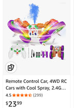 (MSRP $29.99)  4WD RC Stunt Car – 360° Rotating, Dual-Motor,Spray & LED Lights