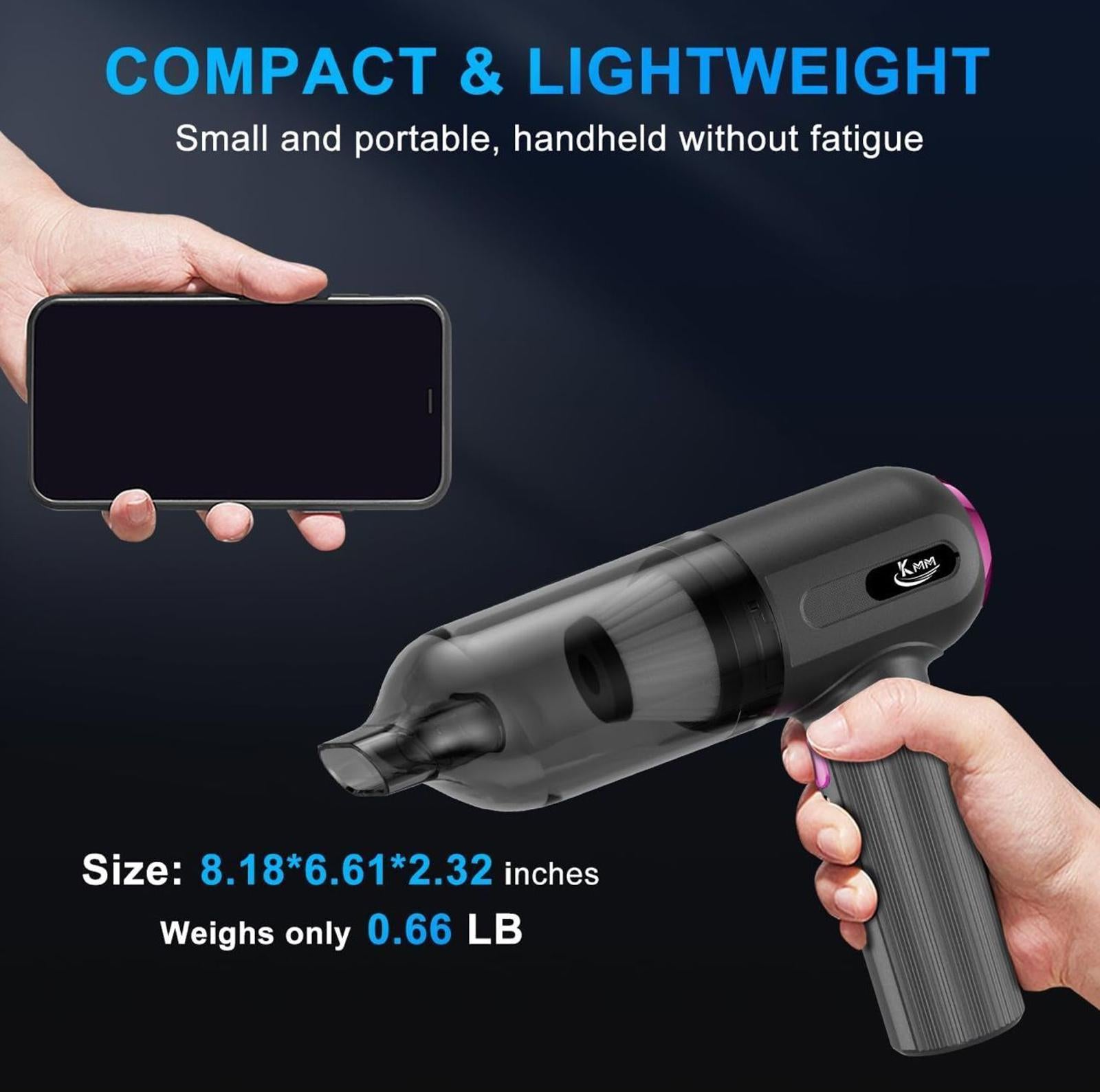 (NEW $39.99) 4-in-1 Handheld Car Vacuum Cleaner, 16000 Pa Suction & LED Light