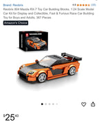 (NEW MSRP $25.99) Reobrix Mazda RX-7 Building Block Kit – 1:24 Scale Racing Car