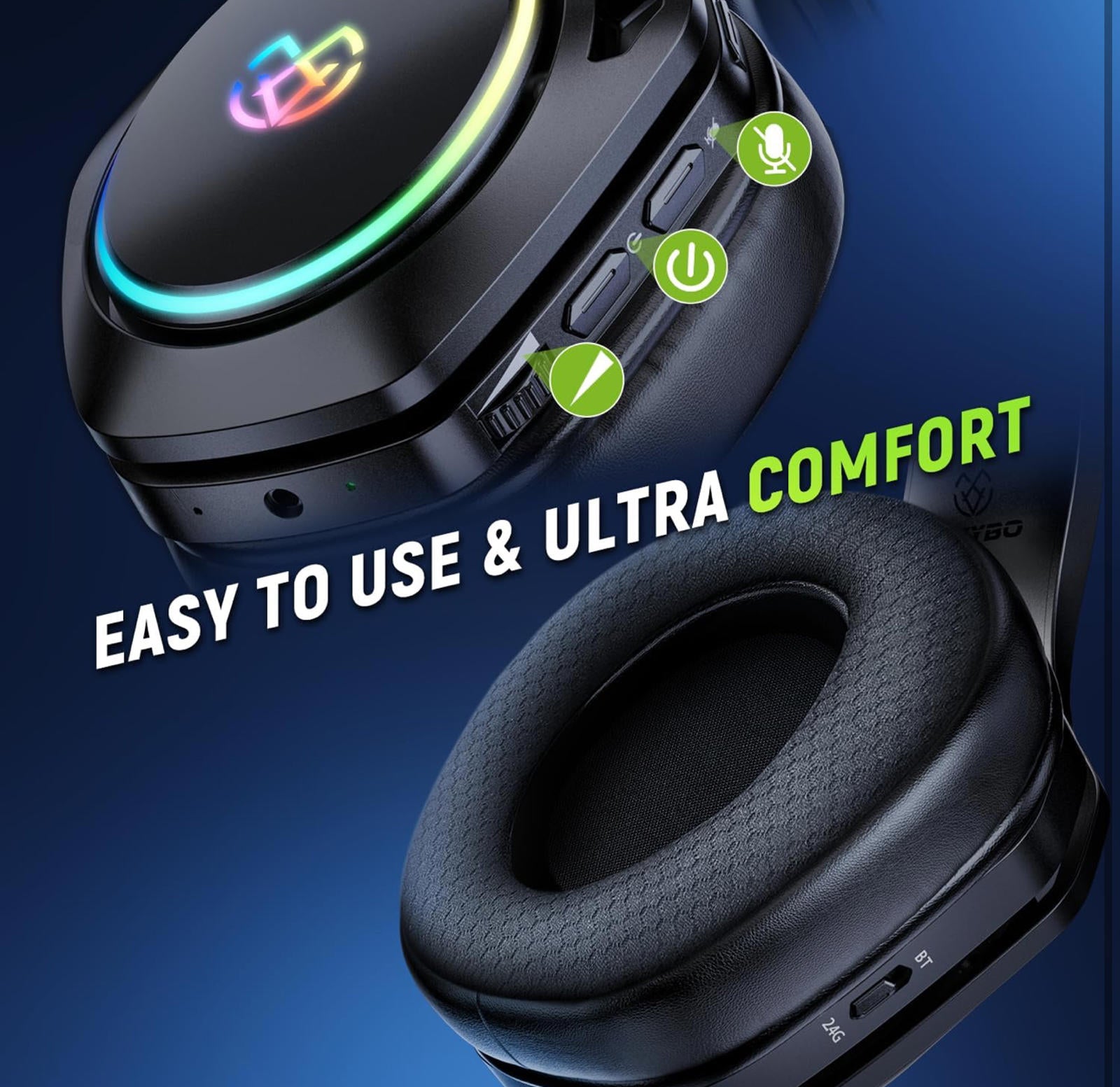 (MSRP $49.99) Tatybo WT01 Wireless Gaming Headset – 7.1 Surround, Dual Wireless