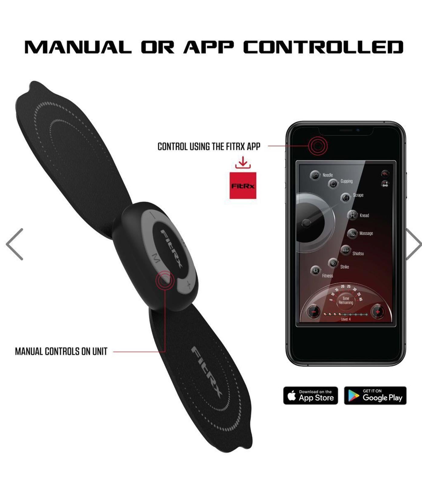 (NEW MSRP $50) FitRx Electrode Massager TENS Muscle Stimulator with App Control
