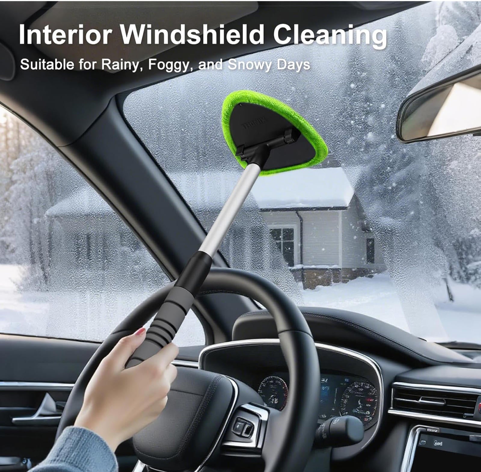(MSRP $19.99) Windshield & Window Cleaner Tool Kit – 180° Pivot, Extendable