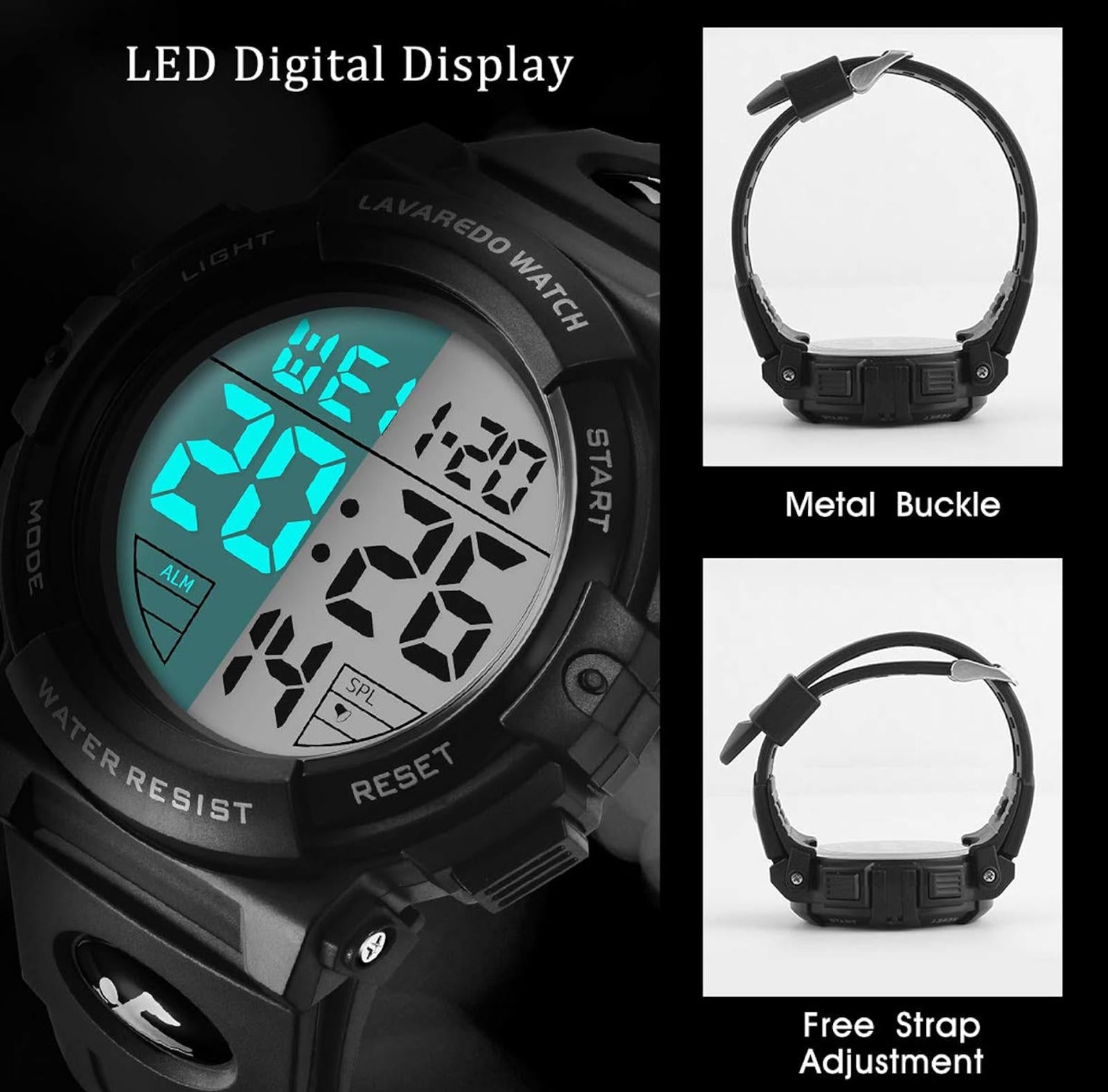 (MSRP $39.99) Men’s Waterproof Digital Sports/Military Watch with LED & Alarm