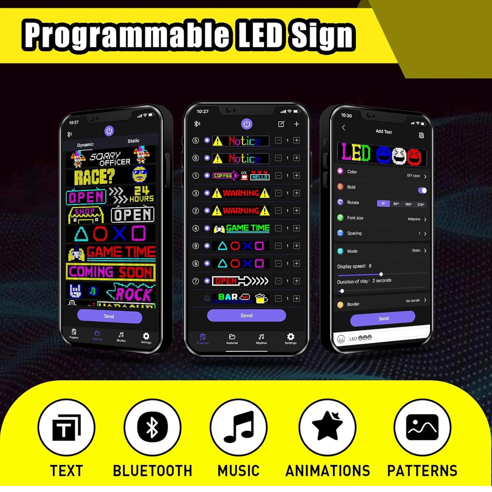 (NEW MSRP $39.99) Programmable LED Sign – Flexible, Bluetooth App, Animated 🚗💬