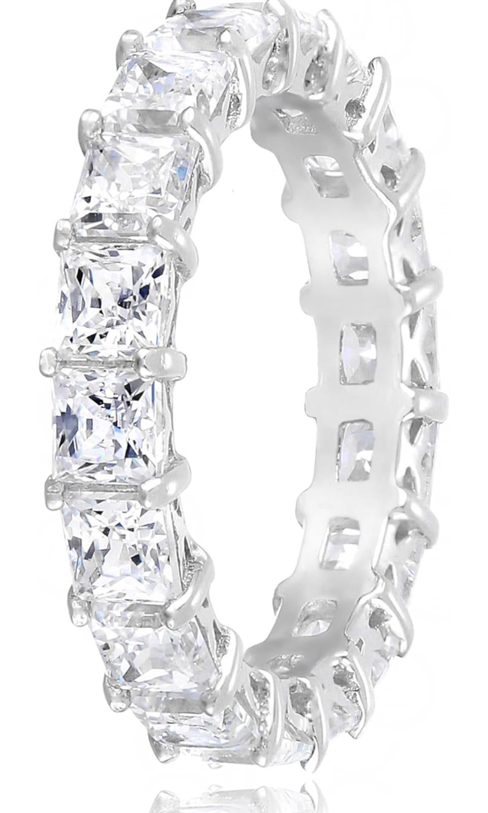 (MSRP $59.99) Sterling Silver Princess Cut All-Around Band Ring (Size 8)