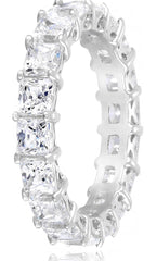 (MSRP $59.99) Sterling Silver Princess Cut All-Around Band Ring (Size 8)