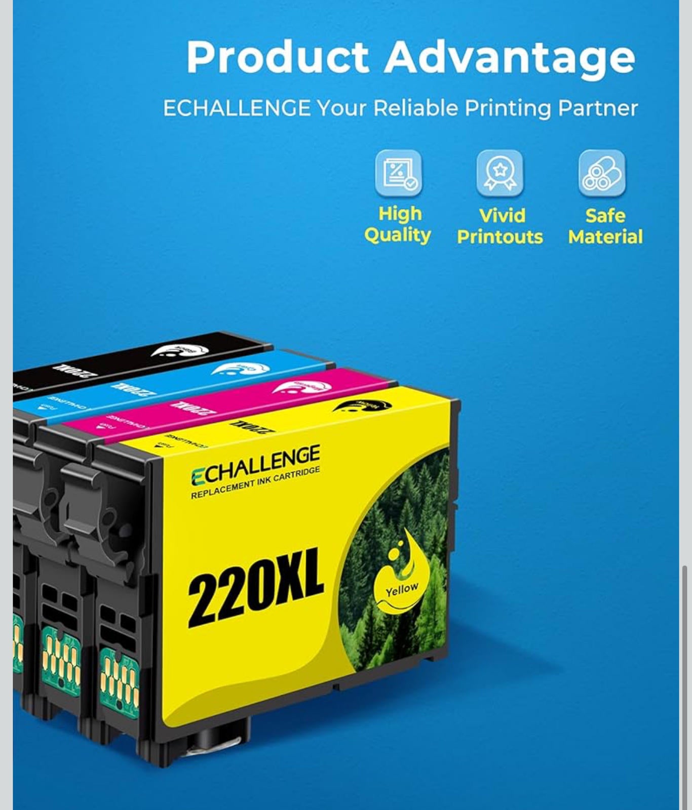 (MSRP 19.99) 220XL Ink Cartridges – Epson Compatible