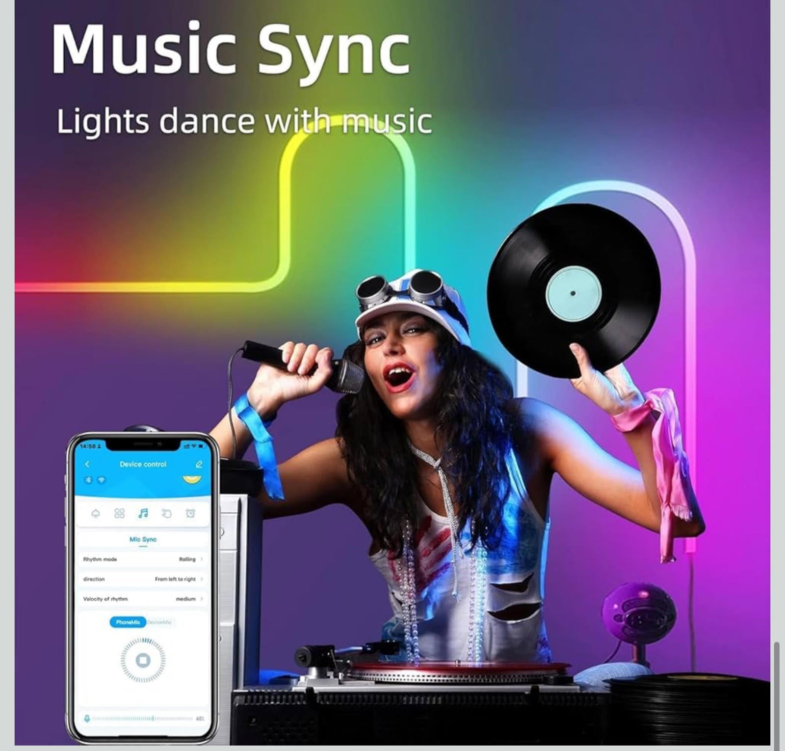 (MSRP $34.95) 16.4 Ft Neon Rope Light – Color‑Chasing, IP65 & App Controlled
