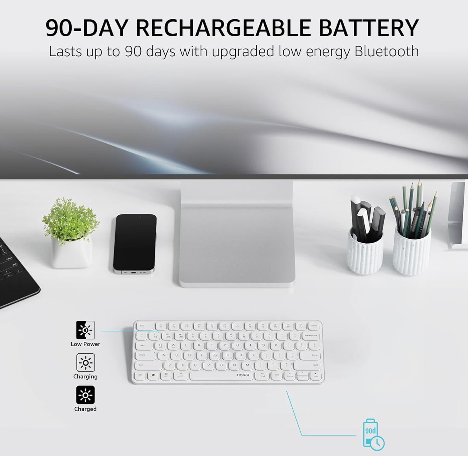 MSRP $29.99) Ultra-Slim Wireless Keyboard with Silent Keys – Compact & Portable