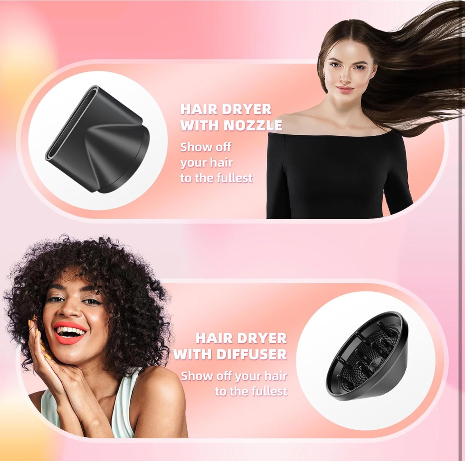 (MSRP $59.99) 1800W Ionic Hair Dryer with Diffuser & Foldable Handle