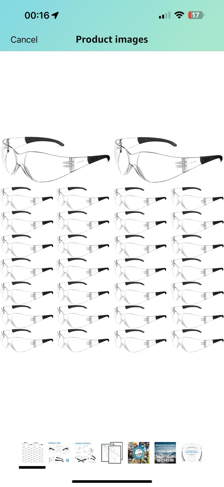 (NEW MSRP $59.99) 30 pairs of ANSI‑Rated Safety Glasses – Wraparound Clear Lens