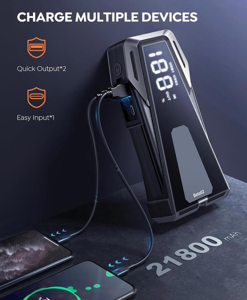 (NEW MSRP $69.99) Car Battery Jump Starter 6000A (8.5L Gas/8.0L Diesel)