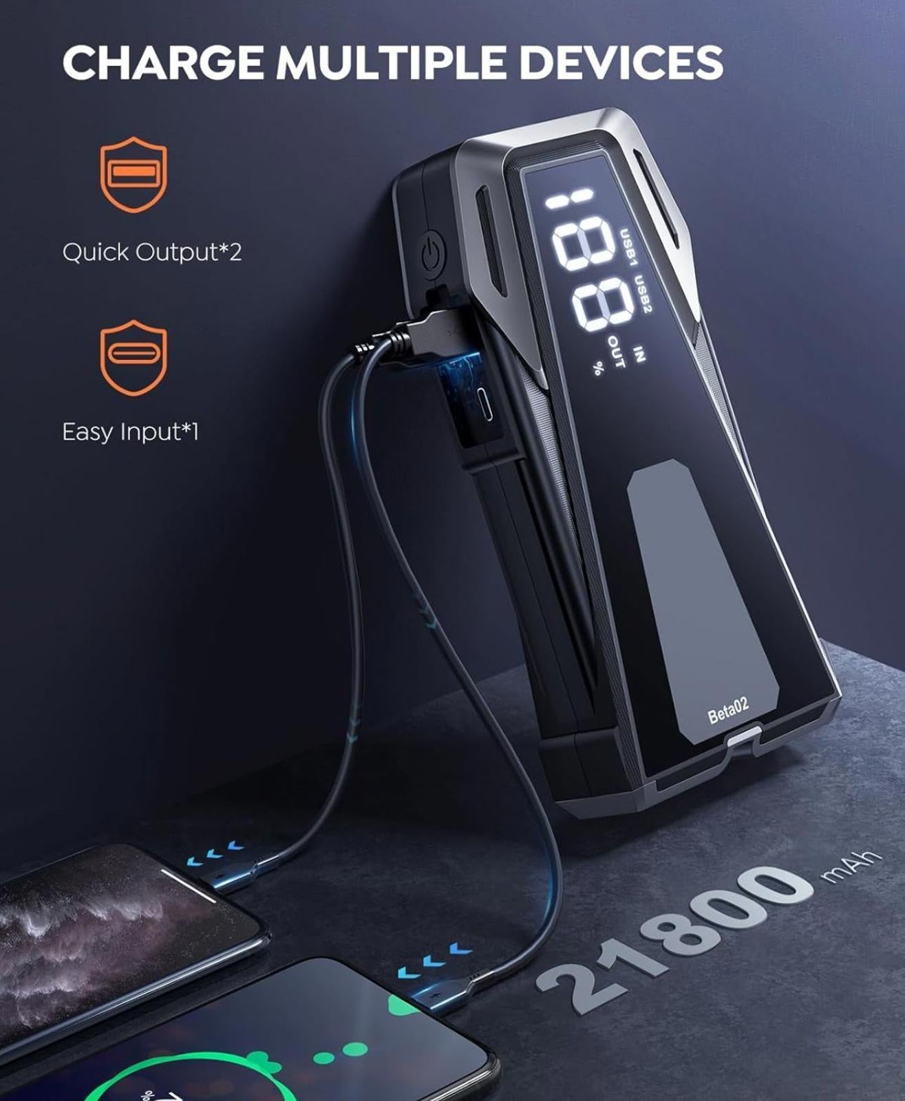 (NEW MSRP $69.99) Car Battery Jump Starter 6000A (8.5L Gas/8.0L Diesel)