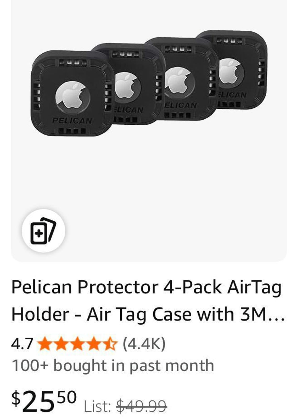 (NEW MSRP $24.95) Pelican 4‑Pack AirTag Holder – Rugged Case + 3M VHB Adhesive