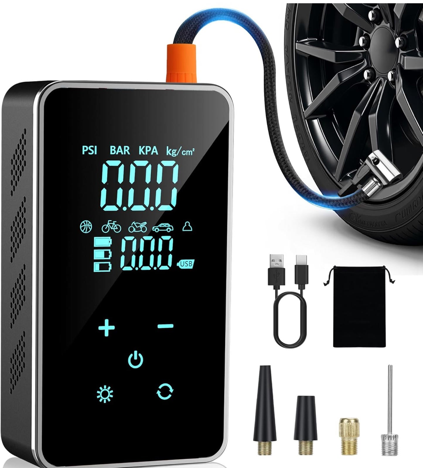(MSRP $59.99) 18,000mAh 150 PSI Portable Tire Inflator,Touch Display, 4 Presets