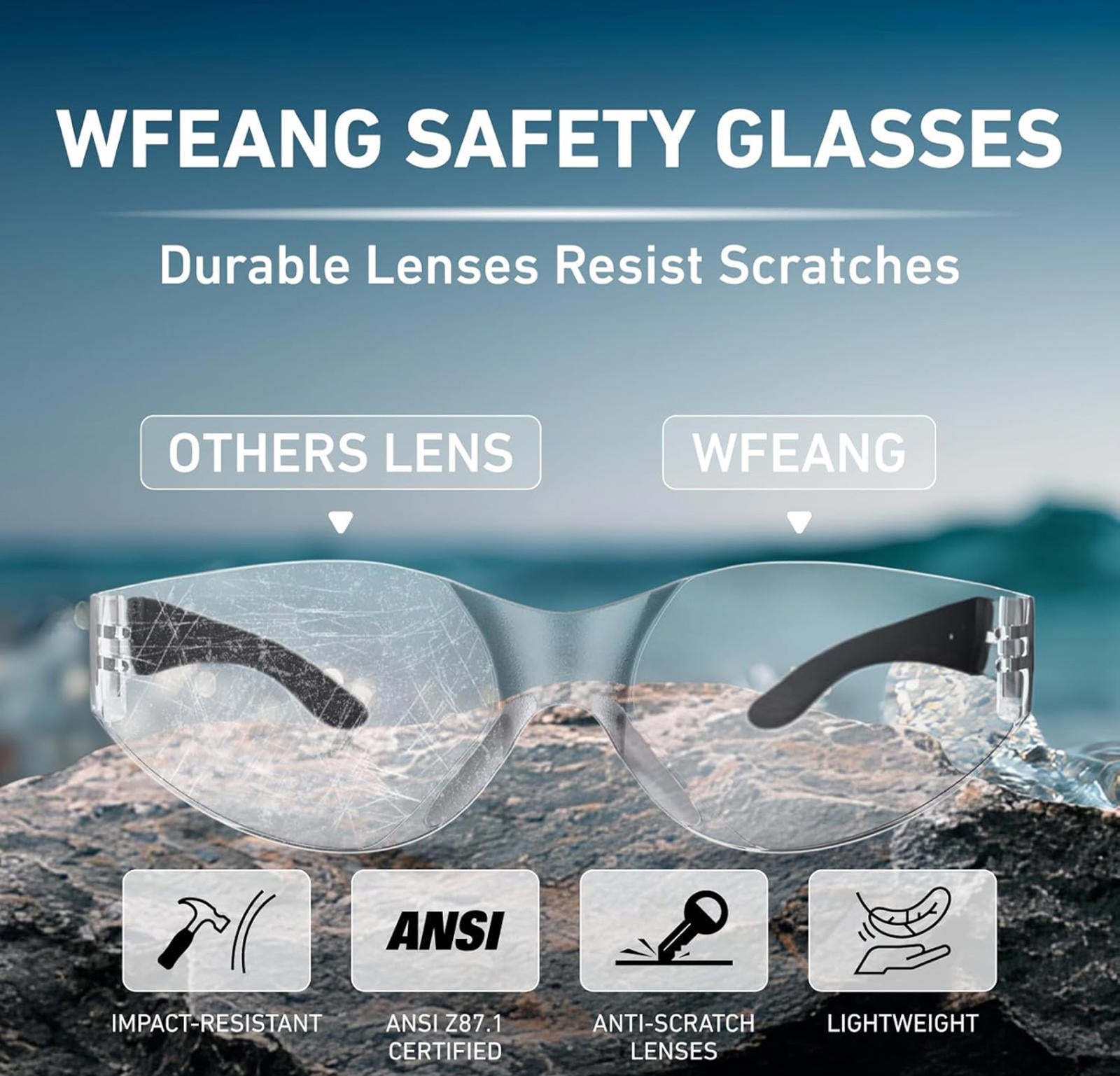 (NEW MSRP $59.99) 30 pairs of ANSI‑Rated Safety Glasses – Wraparound Clear Lens
