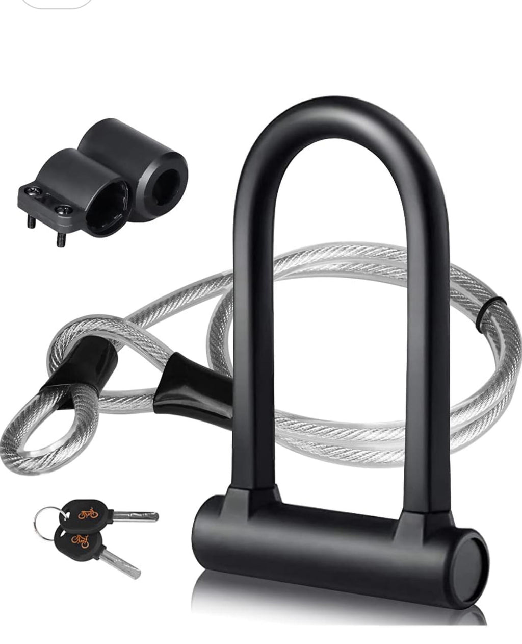 (NEW MSRP $29.99)  Heavy‑Duty Bike U‑Lock with 4′ Flex Cable & Mounting Bracket